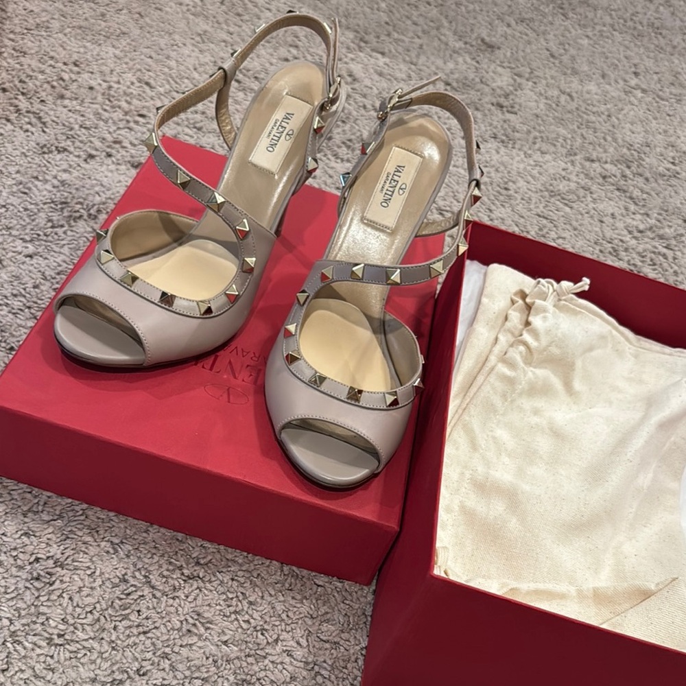 Valentino Garavani Taupe Studded Heels